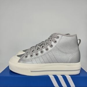 New adidas Nizza RF Platform Mid Silver Metallic GX8369 Women's Shoes Size 10